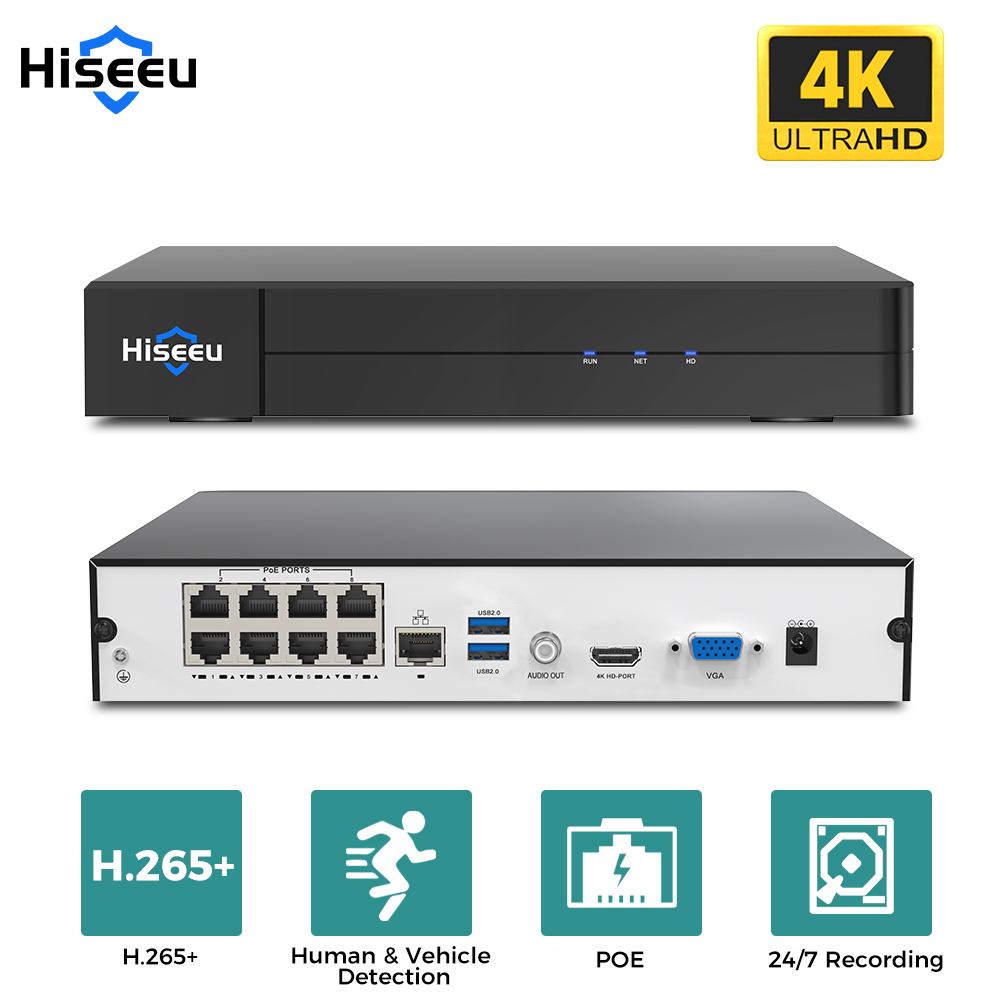 Security Ip Camera - Hiseeu 8CH 4K PoE NVR réseau