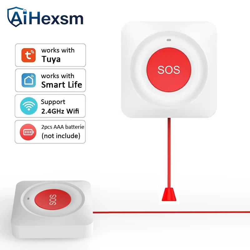 Smart Elderly Home - Bouton SOS WiFi Tuya avec cordon