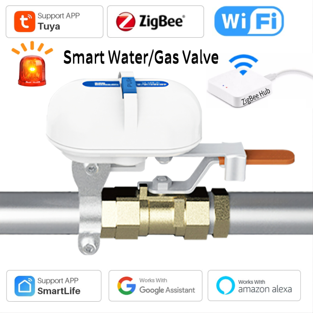 Smart Home Google Assistant - Tuya-Vanne d'eau intelligente pour maison intelligente,