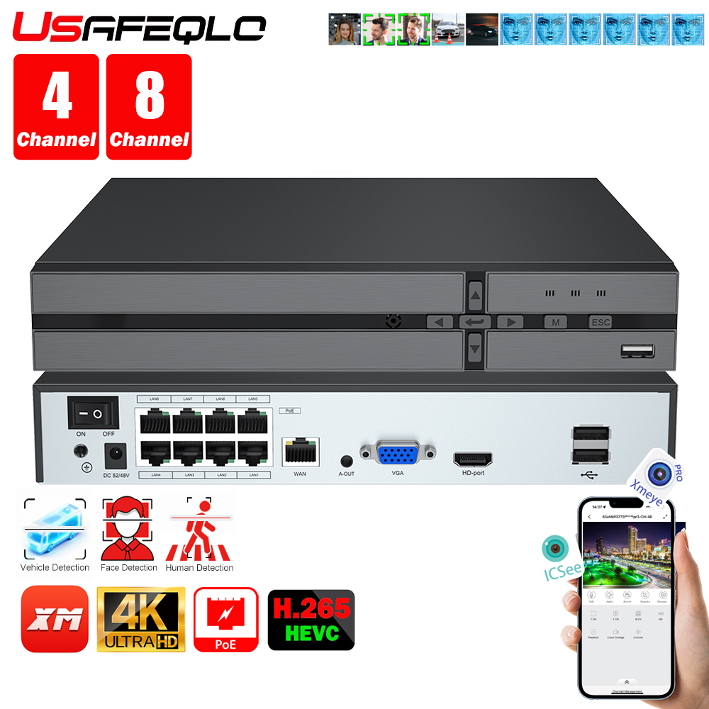 Security Ip Camera - Détection faciale H.265 8ch * 4K