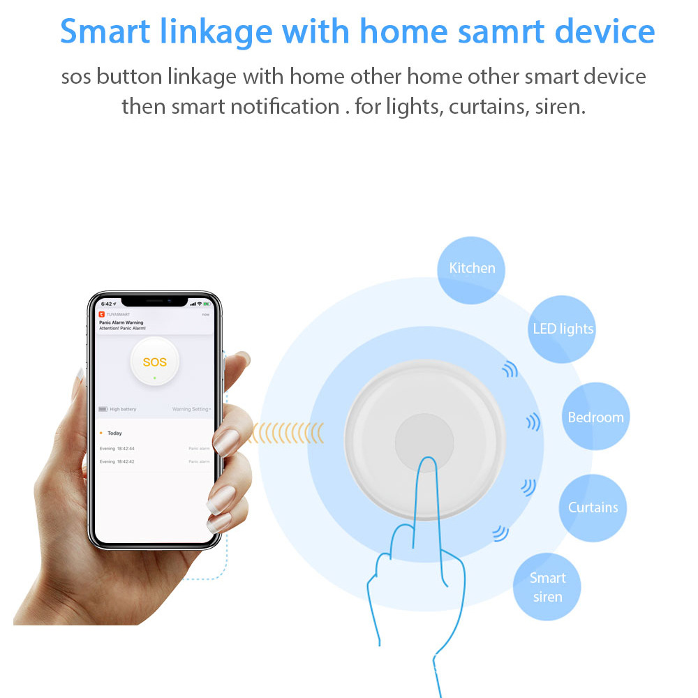 Smart Elderly Home - Bouton de panique sans fil Tuya,