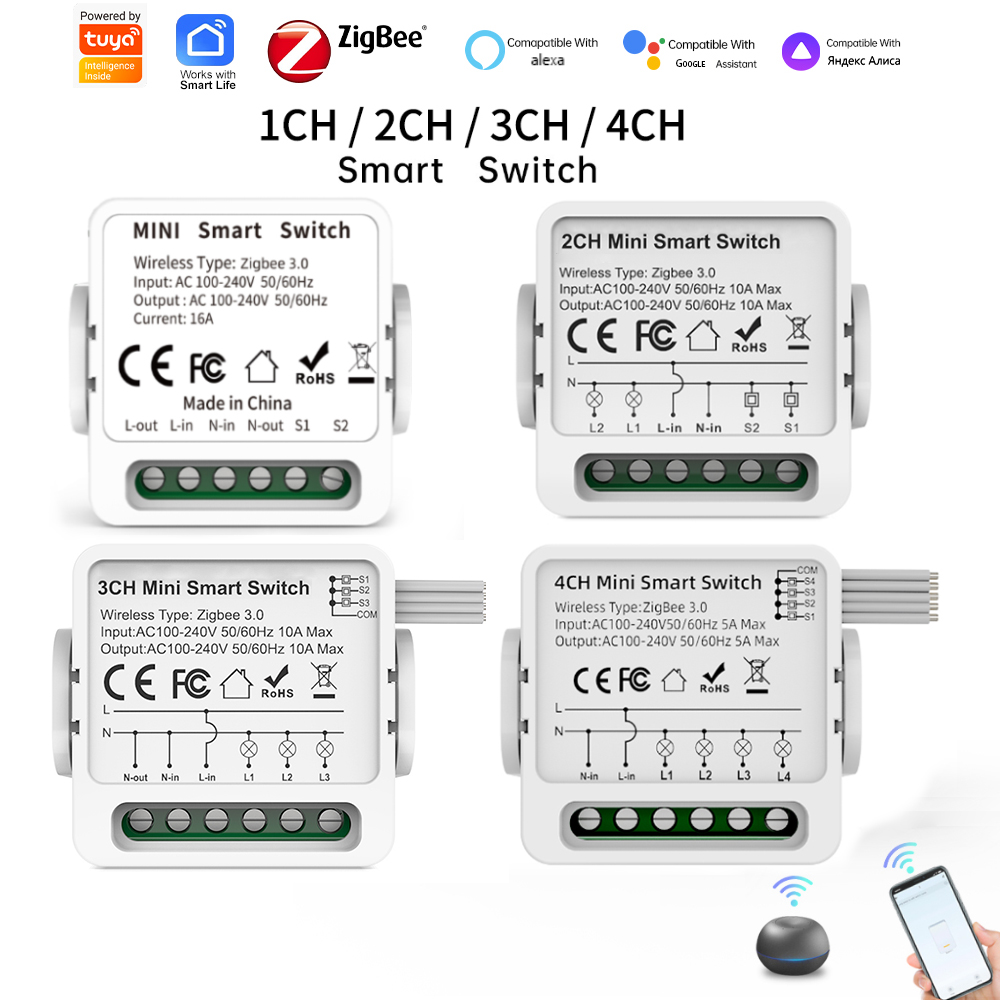 Smart Home Google Assistant - Interrupteur intelligent Tuya Zigbee 3.0 1/2/3/4