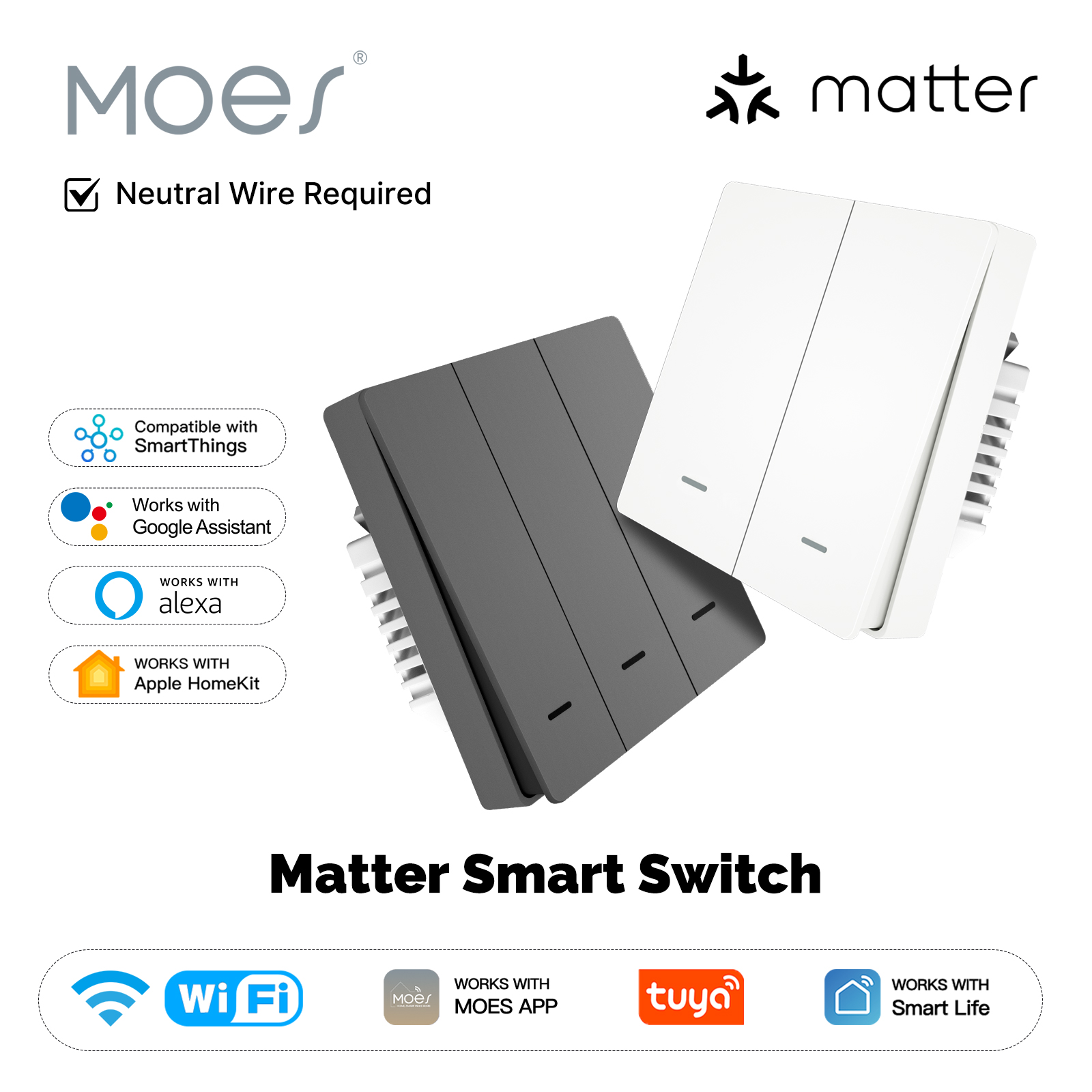 Smart Home Tablet - MOES Matter Tuya WiFi bouton lumineux