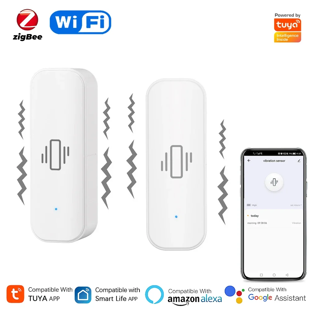Smart Home Monitor - Capteur de vibration intelligent Tuya WiFi/Zigbee,