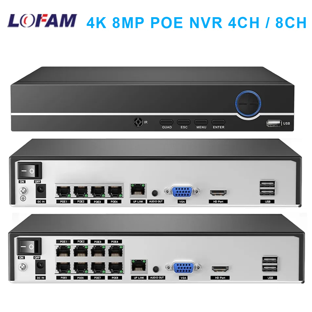 NVR POE 4K 8CH 4CH H.265 48V D - Security Ip Camera avis et prix