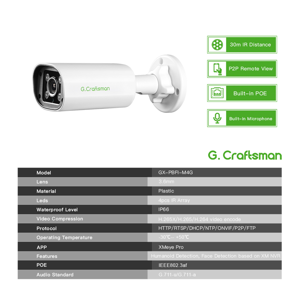 Caméra IP POE C GC PB 4MP, mic - Security Ip Camera avis et prix